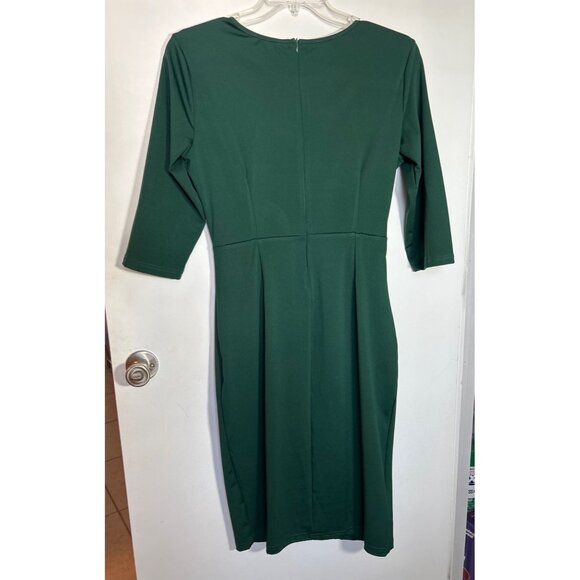 Women Green 3/4 Sleeve Midi Dress Size L - Picture 4 of 6